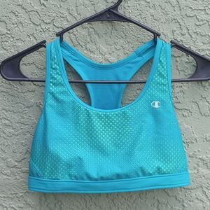 EUC CHAMPION Reversible Teal/Lime Green Sports Athletic Crossback Bra #6634 M